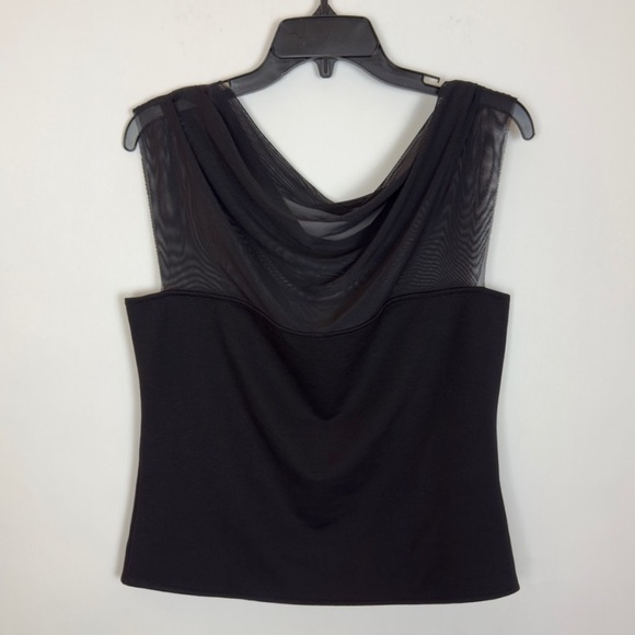 Marcella NYC Cabrini Top European Ponte & Mesh Drape Top Medium - Picture 11 of 16